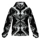 Men's Black & White Geometric Pattern All-Over Print Hooded Windbreaker Jacket