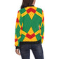 Women Bold Green, Red & Gold African Kente-Inspired Pattern All-Over Print Bomber Jacket