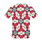 Men's Red & White Geometric Star Pattern All Over Print All Over Print Crew Neck T-Shirt