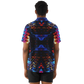 Men's Blue & Red Kaleidoscope Pattern All Over Print Spread Collar Short Sleeve Button-Down Shirt