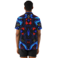 Men's Blue & Red Kaleidoscope Pattern All Over Print Spread Collar Short Sleeve Button-Down Shirt