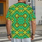 Men's Bold Green & Yellow Kaleidoscope Pattern All-Over Print Ribbed Collar T-Shirt