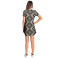 Women's Monochrome Geometric Kaleidoscope Pattern All Over Print T-Shirt Dress