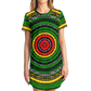 Women's Green Striped with Vibrant Accent Pattern All Over print T-Shirt Dress