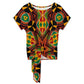 Women's African Kente Geometric Star Pattern All-Over Print Side-Tie Short Sleeve Top & Wide-Leg Pants Set