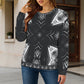 Women's Black & White Kaleidoscope Pattern All Over Print Crew Neck Sweater