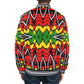 Men's Bold Red Yellow Green Rasta Pattern All Over print  Striped Trim Bomber Jacket