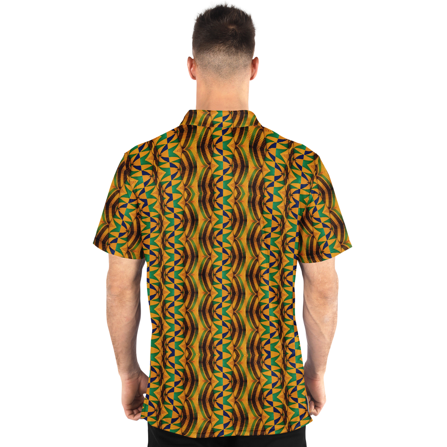 Men's African Kente Geometric Pattern All-Over Print Polo Shirt