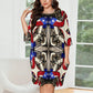 Women's Patriotic Stars & Cross Kaleidoscope Pattern All-Over Print Oversized T- Shirt Loungewear