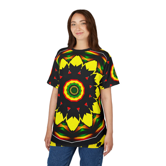 Women's Psychedelic Floral Pattern All-Over Print Tee
