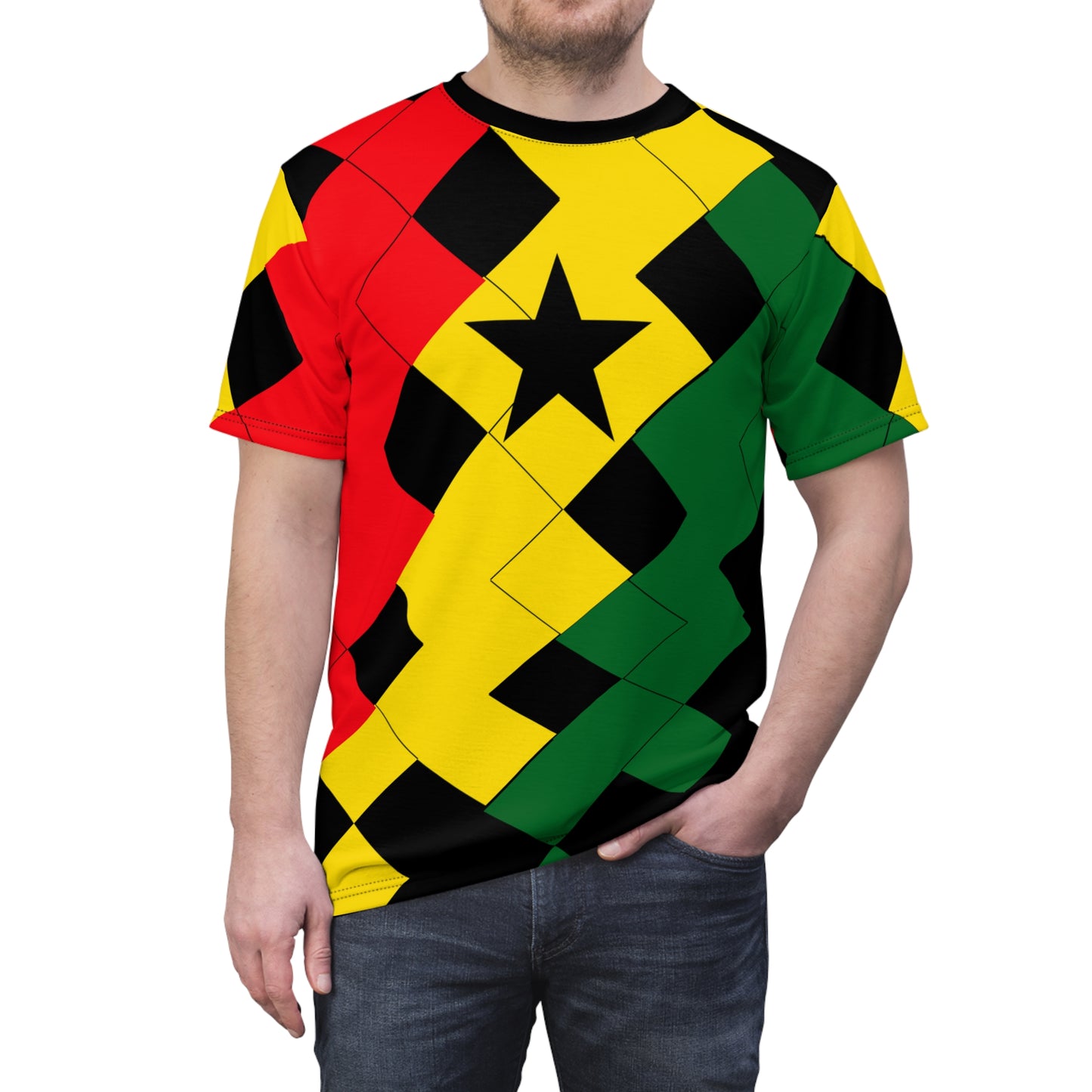 Men's Ghana Flag Pattern All-Over Print Cut & Sew Tee