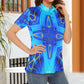 Women Vibrant Blue Geometric All-Over Print  Polo Shirt