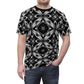 Men's Black & White Kaleidoscope Pattern All-Over Print Graphic Shirt