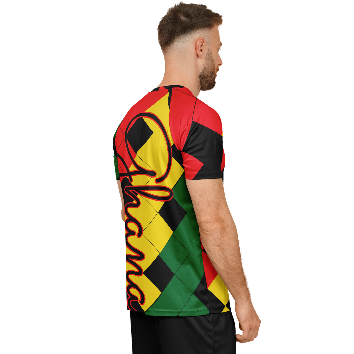 Men's Red Yellow Green and Black Stars Soccer Jersey