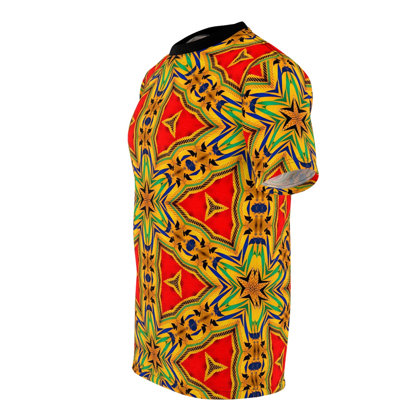 Men's Vibrant Red & Gold Star All-Over Print Festival Tee