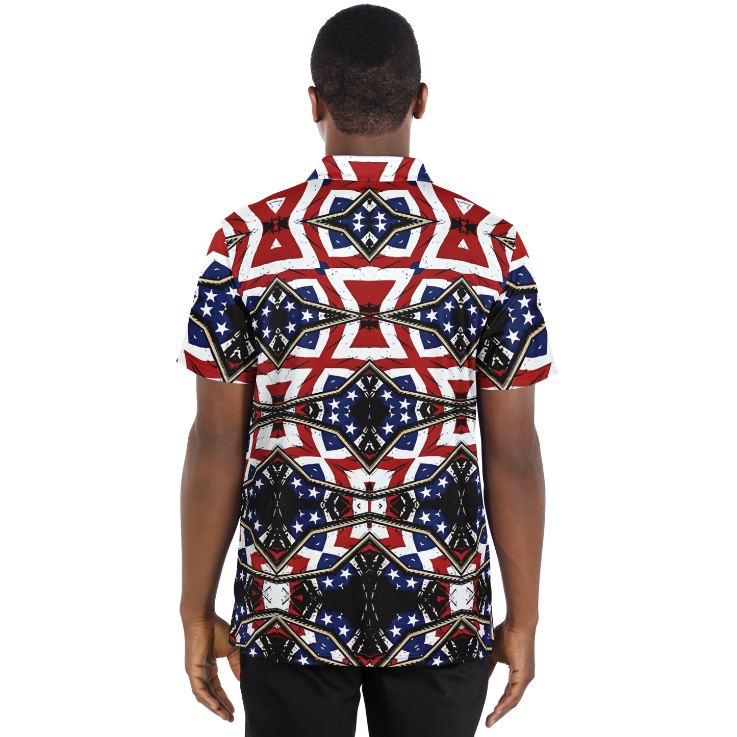 Men's Patriotic Star Kaleidoscope Pattern All-Over Print Polo Shirt