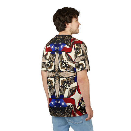 Men's Patriotic Star Kaleidoscope Pattern All-Over Print Unisex Cut & Sew Tee.