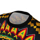 Women's Yellow Green Red Circular Pattern All-Over Print Tee
