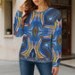 Women's Abstract Blue Geode Kaleidoscope Pattern All Over Print Crew Neck Sweater