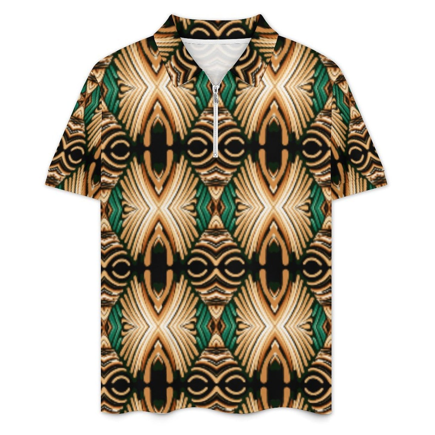 Men's Tribal Geometric All over Print Zip-Up Polo Set