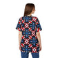 Women's Red White Blue Geometric Pattern All-Over Print Unisex Cut & Sew Tee