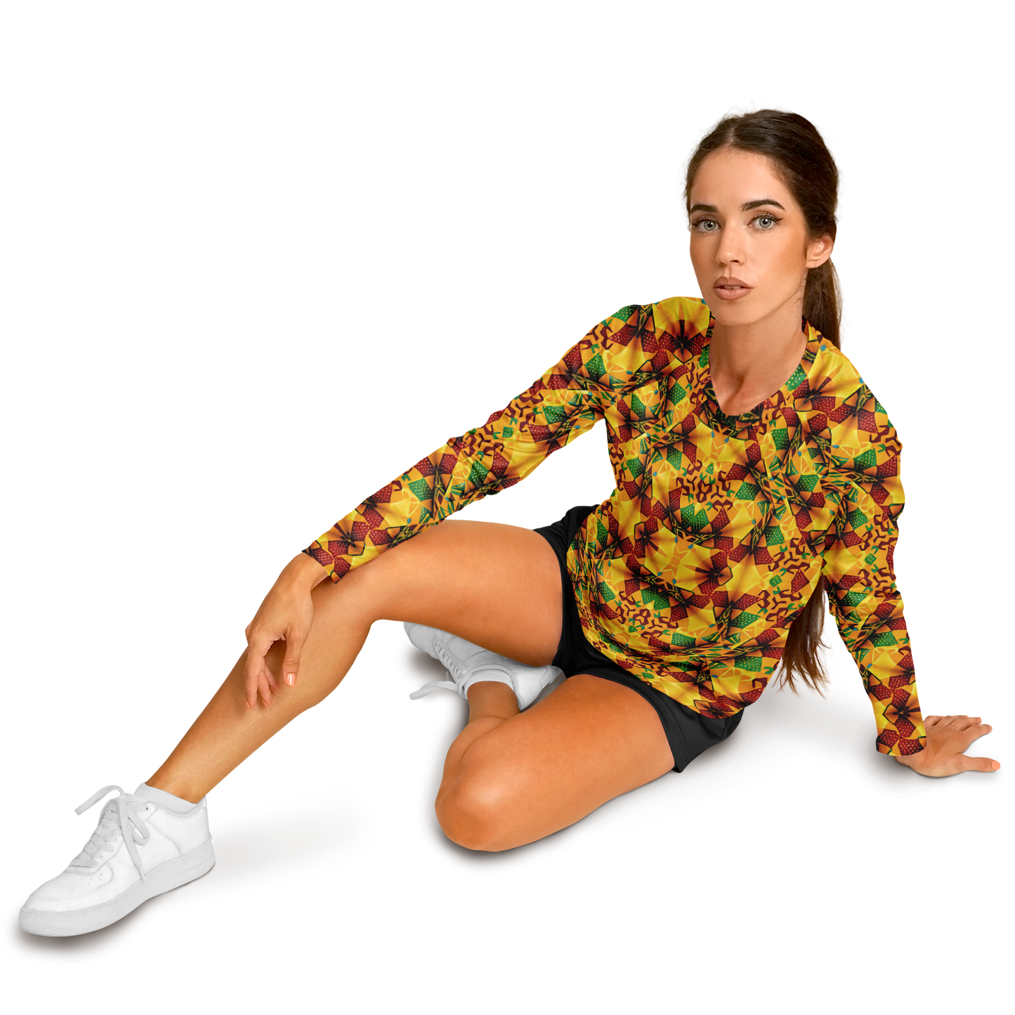Women's Vibrant Autumn Kaleidoscope Pattern All Over Print Long Sleeve Performance Shirt