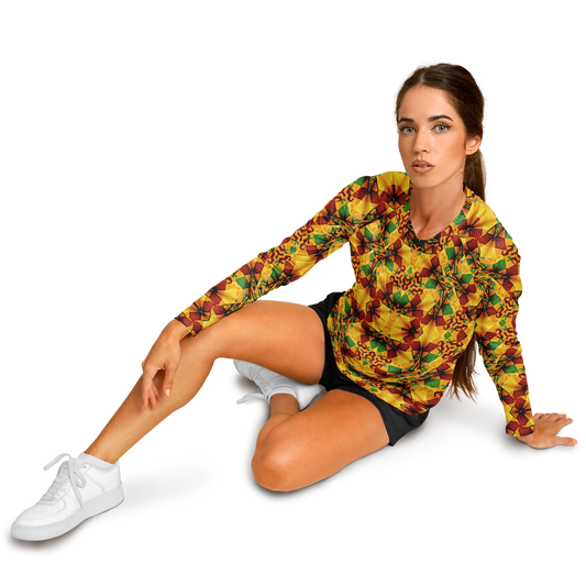 Women's Vibrant Autumn Kaleidoscope Pattern All Over Print Long Sleeve Performance Shirt