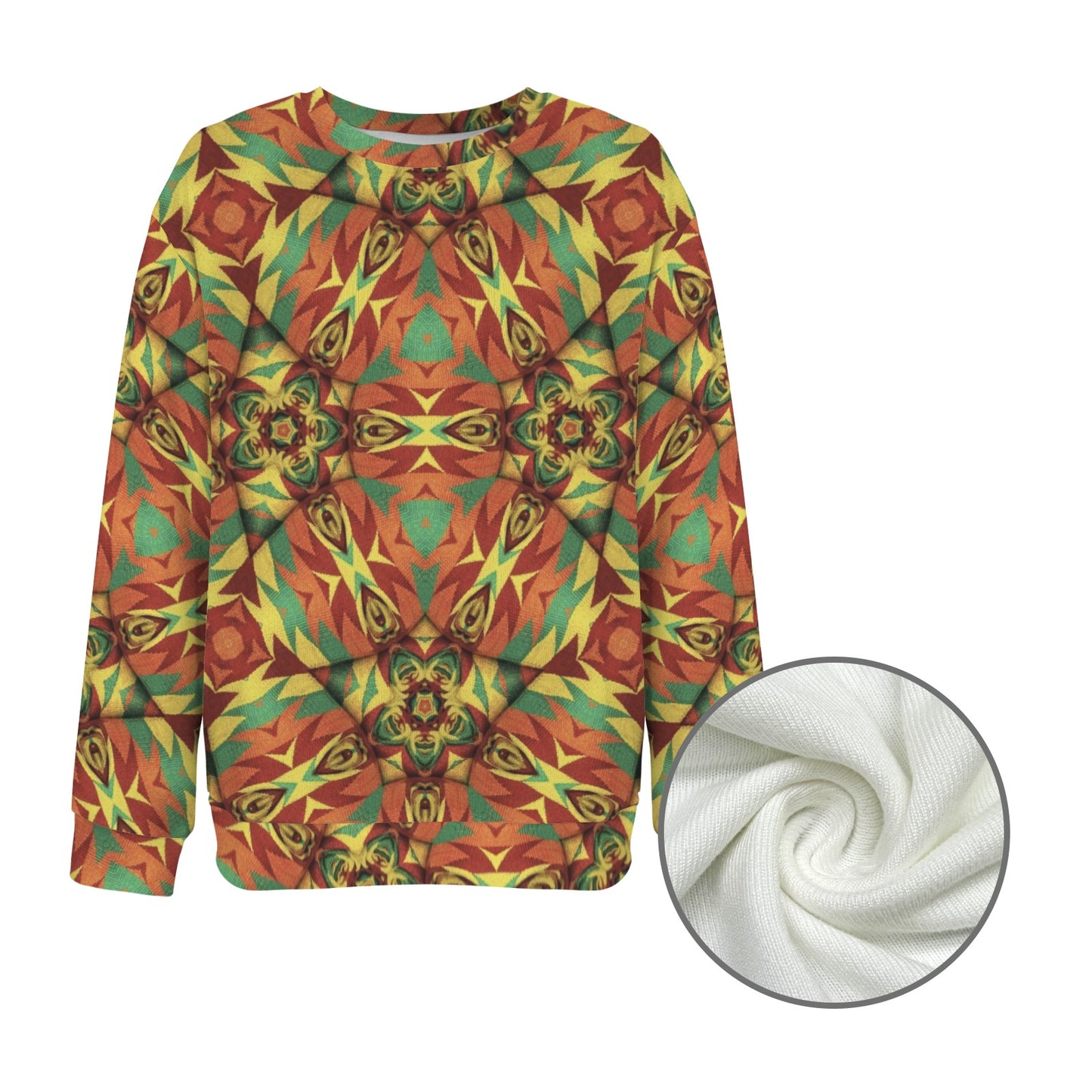 Women's Bold Tribal Kaleidoscope Pattern All Over Print Crew Neck Sweater