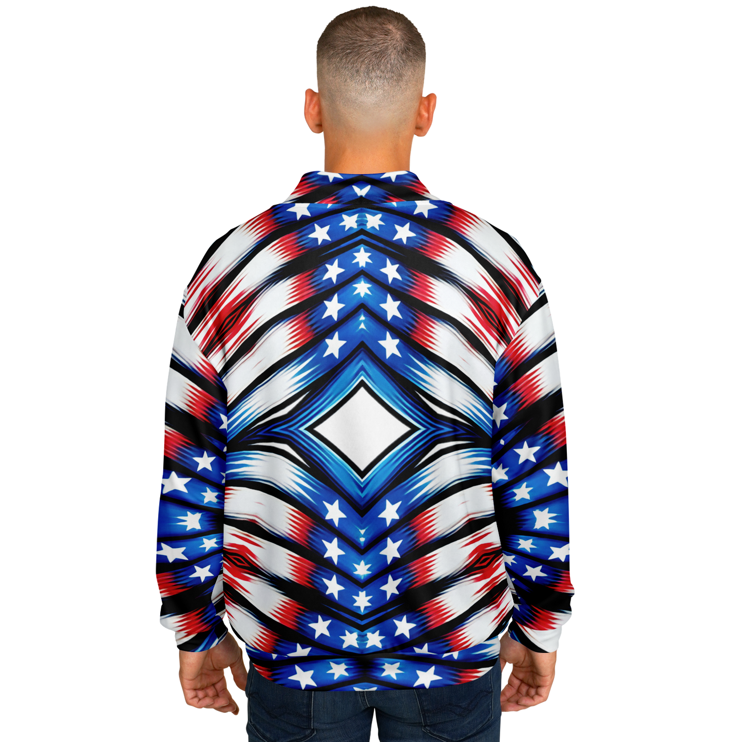 Men's American Flag Pattern All-Over Print Baseball Jacket