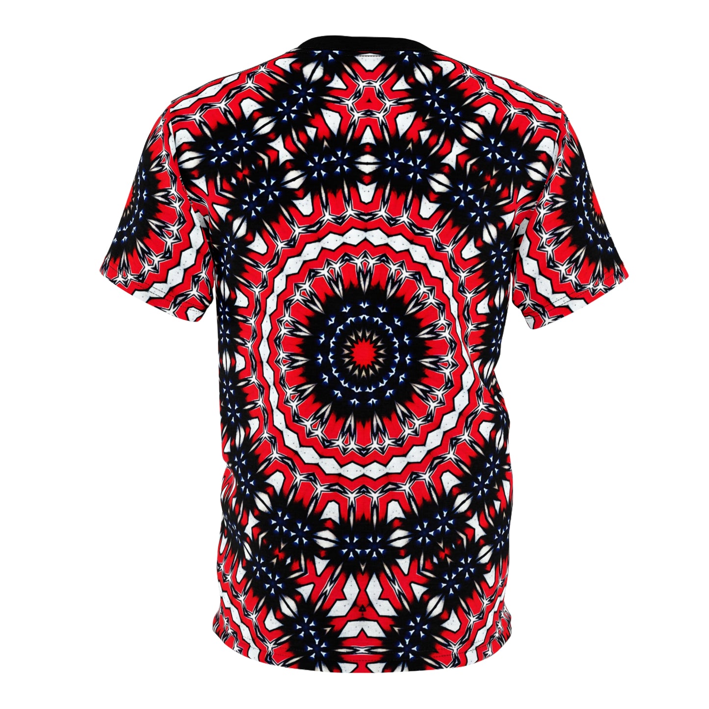 Men's Red, Black & White Psychedelic Pattern All-Over Print Shirt