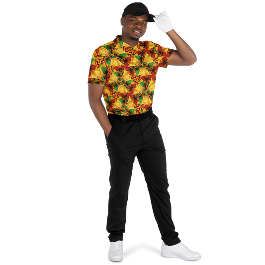 Men's Vibrant Autumn Kaleidoscope Polyester Polo Shirt