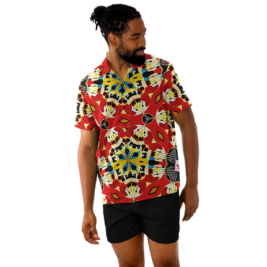 Men's Spread Collar Short Sleeve Button-Down Shirt