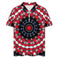 Men's Red, Black & White Psychedelic Pattern All-Over Print Shirt Zip-Up Polo Set