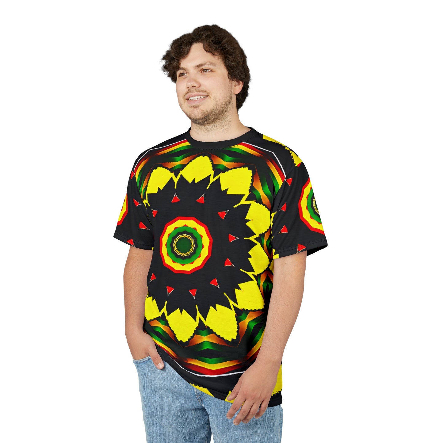 Men's Psychedelic Floral Pattern All-Over Print Tee