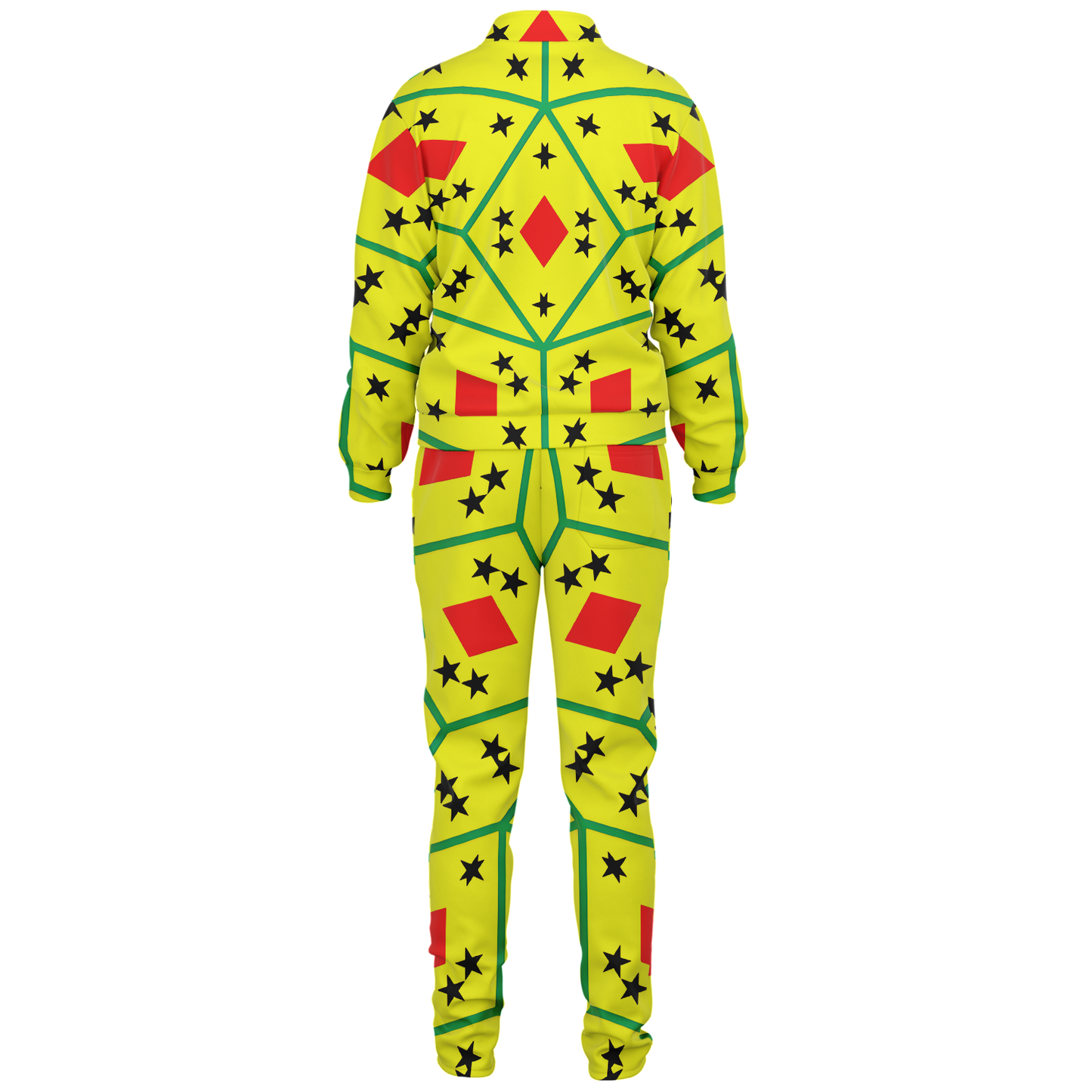 Men's Red Yellow Green Black Stars Track Jacket and Pants