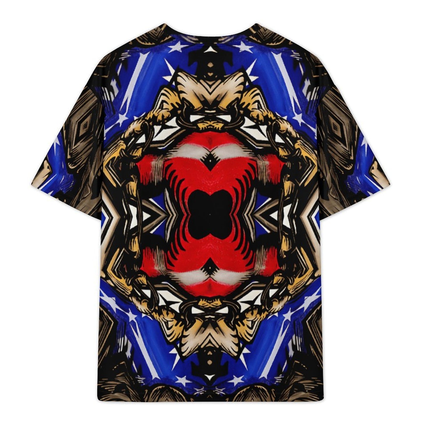 Men's Patriotic Kaleidoscope Pattern All-Over Print Plus Size Drop Shoulder T-Shirt
