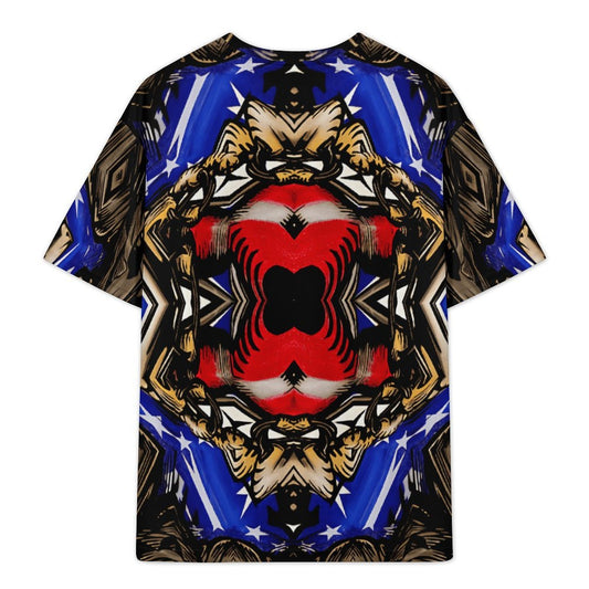 Men's Patriotic Kaleidoscope Pattern All-Over Print Plus Size Drop Shoulder T-Shirt