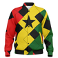 Men's Red Yellow Green and Black Stars Baseball Jacket