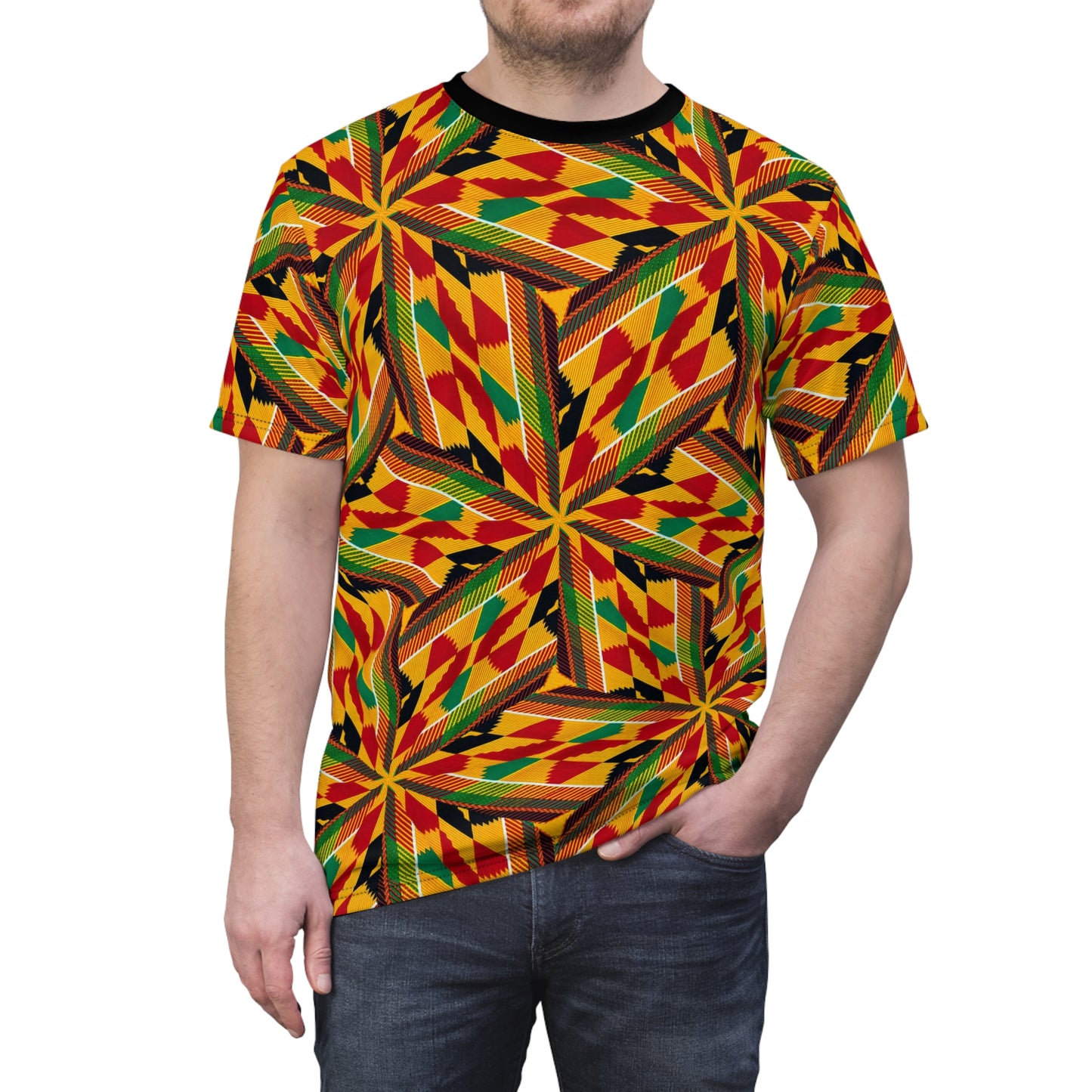 Men's Vibrant African Kente Geometric All-Over Print Shirt