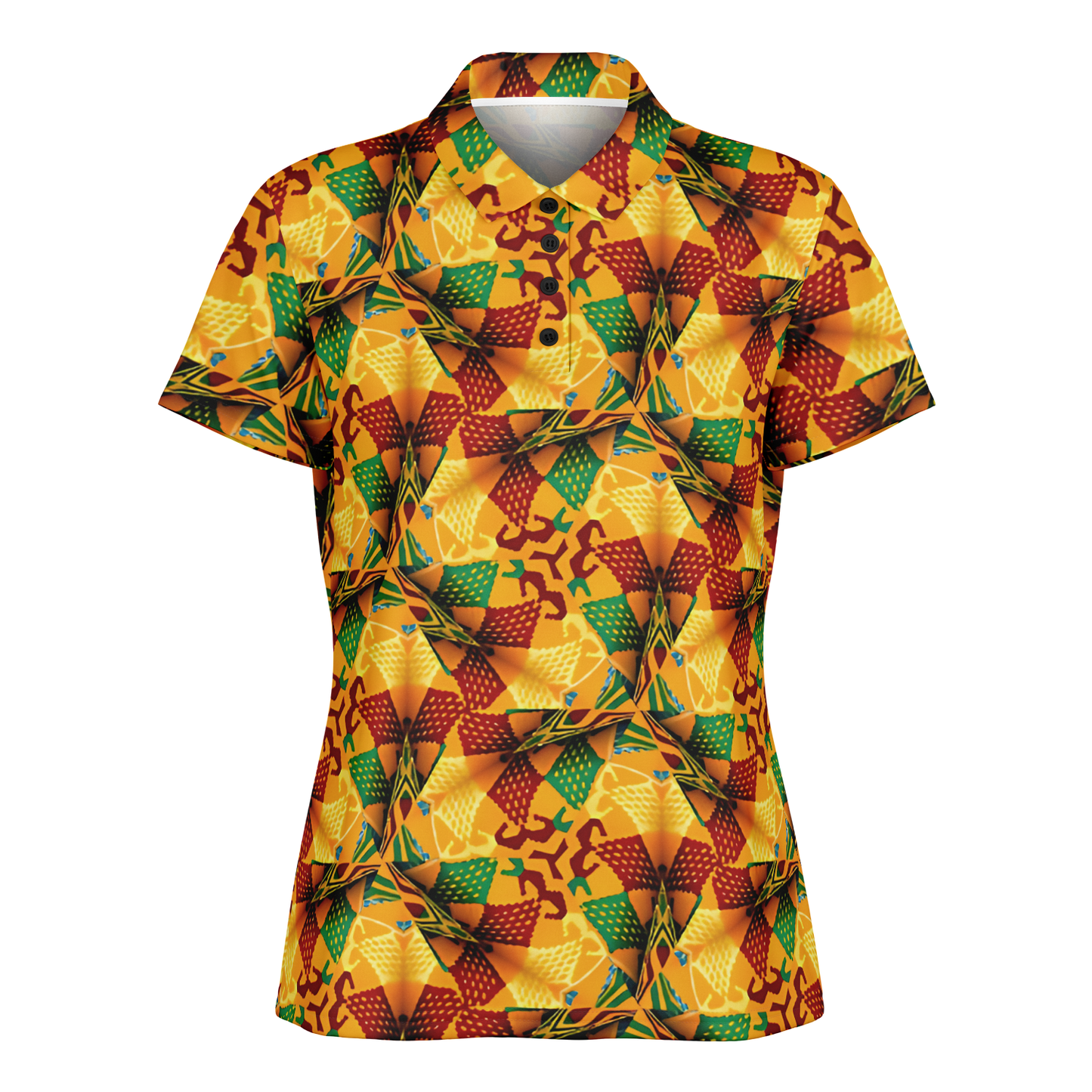 Women's Vibrant Autumn Kaleidoscope Polyester Polo Shirt