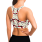 Women's Red & Black Geometric Pattern Sports Bra