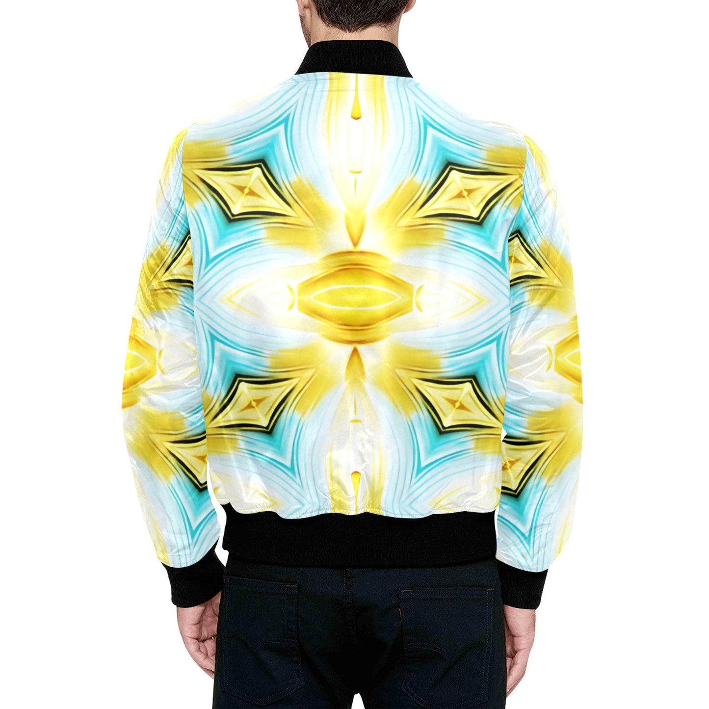 Men's Vibrant Kaleidoscope Geo Pattern All-Over Print Bomber Jacket