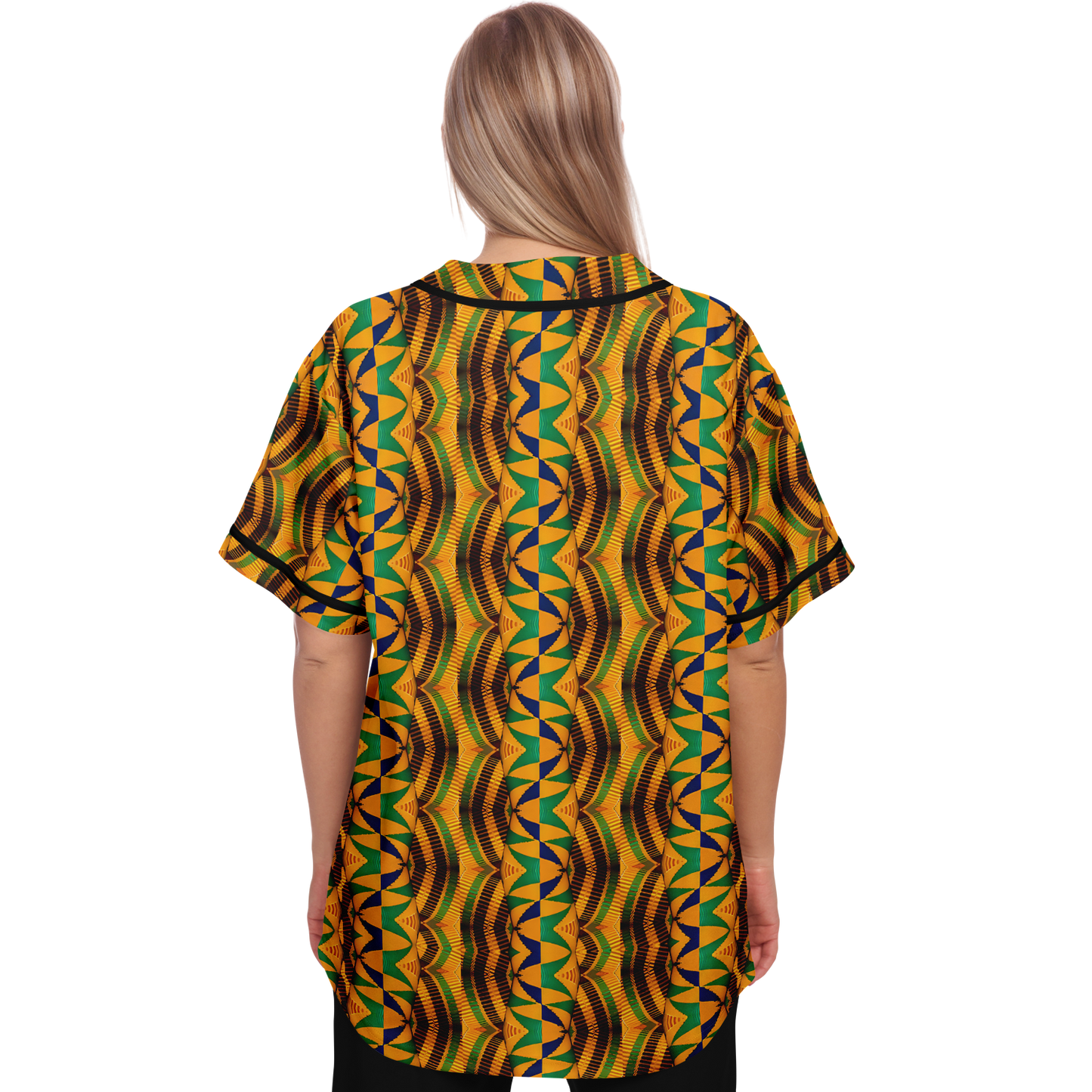 Women's African Kente Geometric Pattern All-Over Print Baseball Jersey