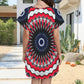Women's Red, Black & White Psychedelic Pattern All-Over Print Round Neck Pocket Casual Dress