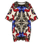 Women's Patriotic Stars & Cross Kaleidoscope Pattern All-Over Print Oversized T- Shirt Loungewear