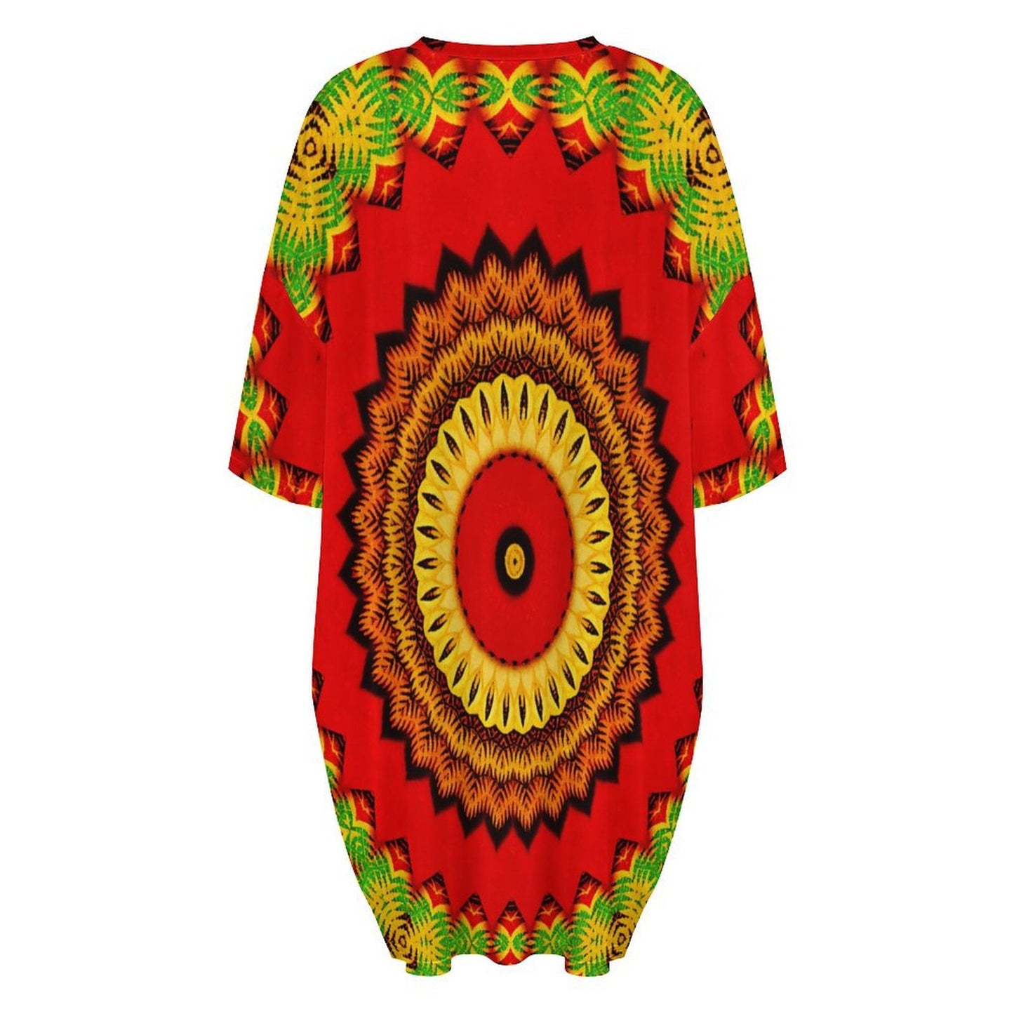 Women's Red Tribal Kaleidoscope Women's Oversized T- Shirt Loungewear
