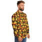Men's Vibrant Autumn Kaleidoscope Pattern Spread Collar Long Sleeve Button-Down All Over Print Shirt.