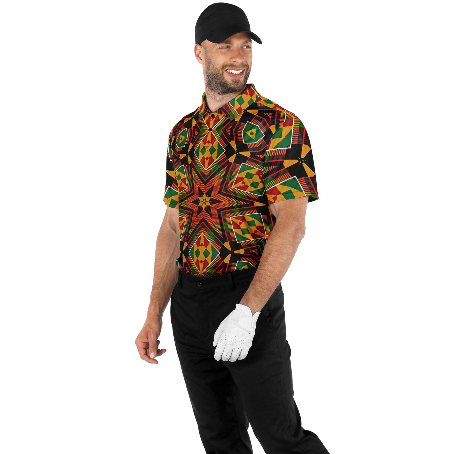 Men's African Kente Geometric Star Pattern All-Over Print Polo Shirt