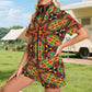 Women’s African Kente Geometric Star Pattern All-Over Print Windbreaker Short Set
