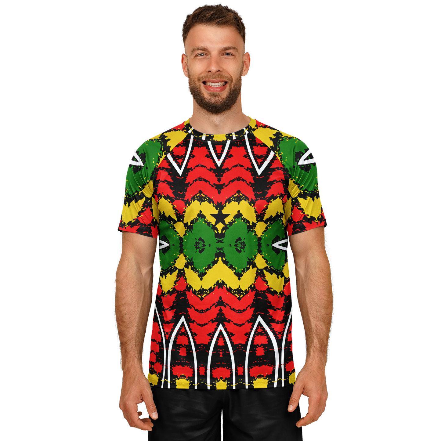 Men's Ghana Flag & Black Star Pattern All-Over Print Soccer Jersey